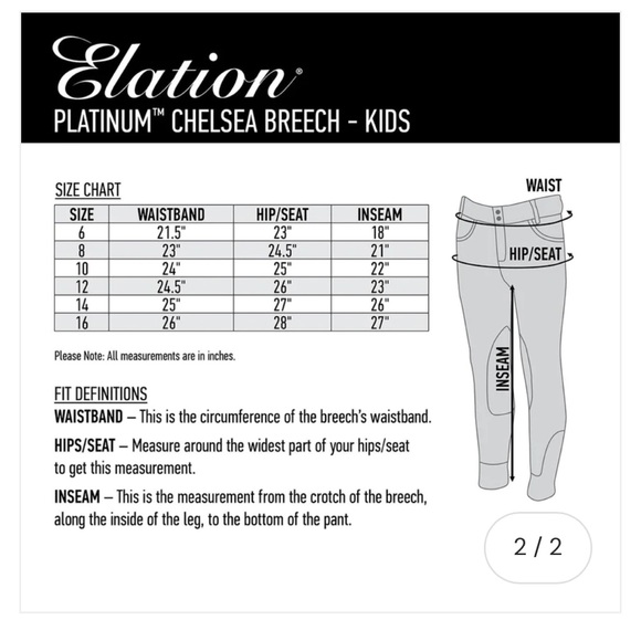 Elation Platinum Breeches, Full seat, show breeches, kids size 6 - Picture 10 of 10